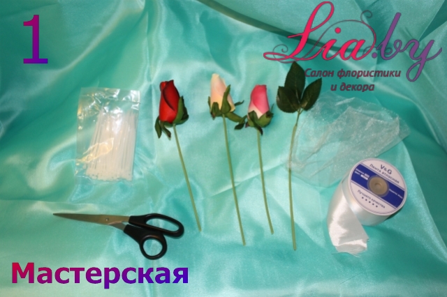 Фото-урок: украшение ручки авто букетом из трех роз