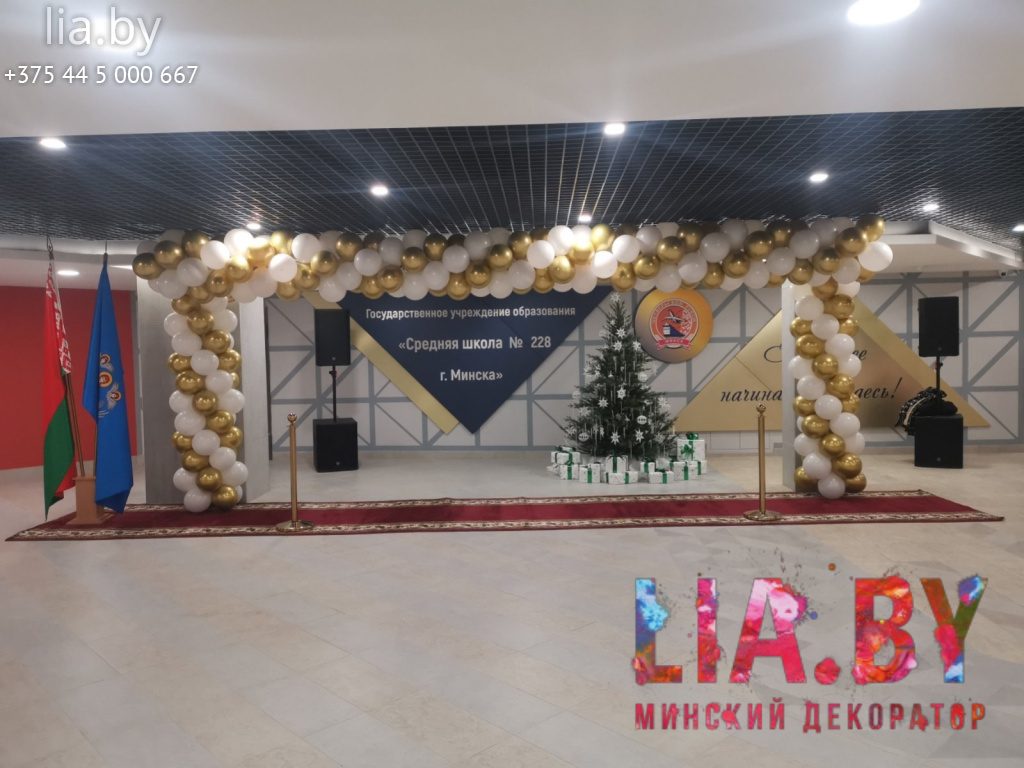 шаровое украшение для сцены презентации по поводу открытия школы после строительства