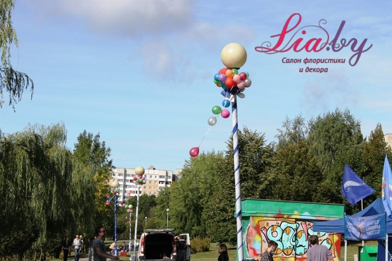Украшение фонарного столба в парке г. Минск