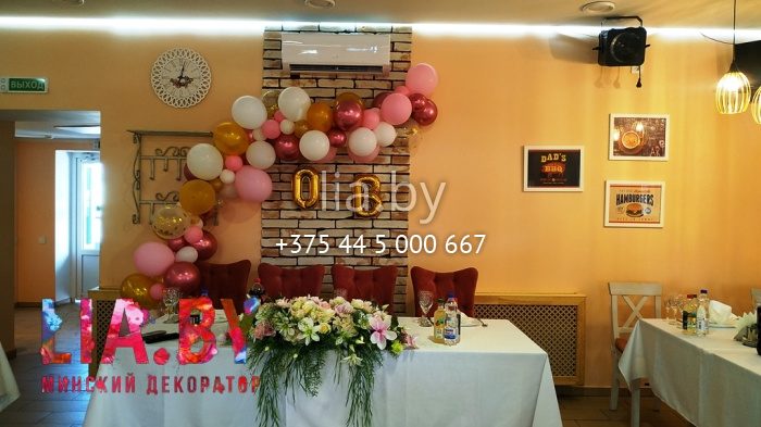 Украшение свадебного банкета в кафе Сели - Поели, украшение шарами и цветами